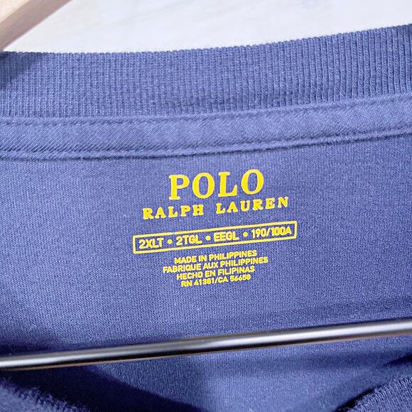 POLO Ralph Lauren Applique USA Flag Logo Jersey Tee Navy Blue Mens 2XLT 2XL Tall - Picture 7 of 7